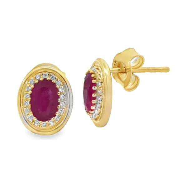 Oval Ruby Halo Earrings