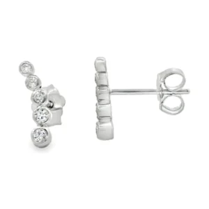 Curved Diamond Stud Earrings