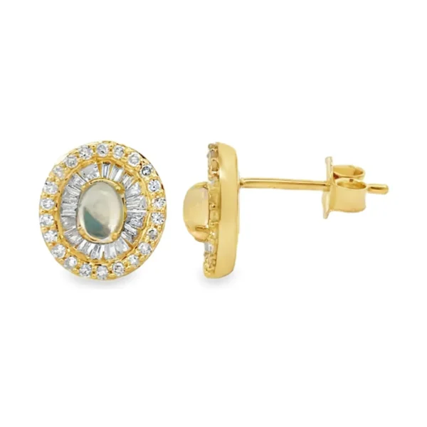 Opal Halo Stud Earrings