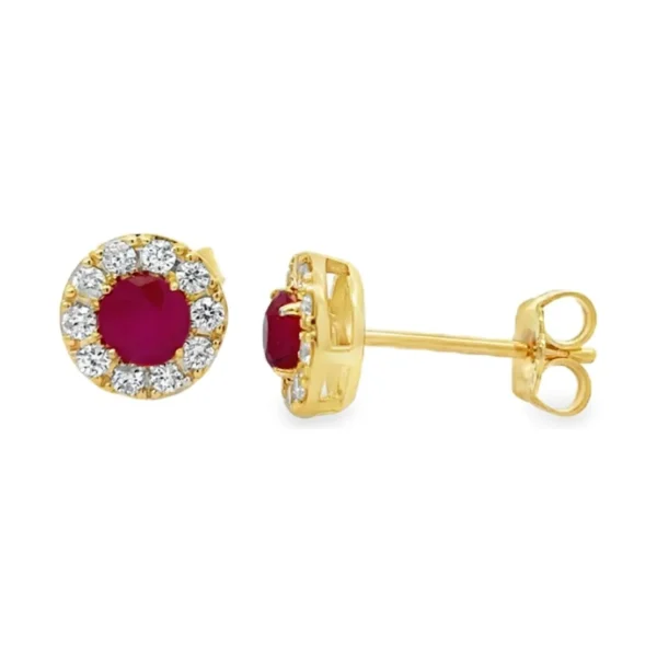 Halo Gemstone Stud Earrings