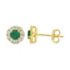 Emerald Halo Stud Earrings