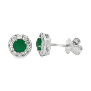 Emerald Halo Stud Earrings