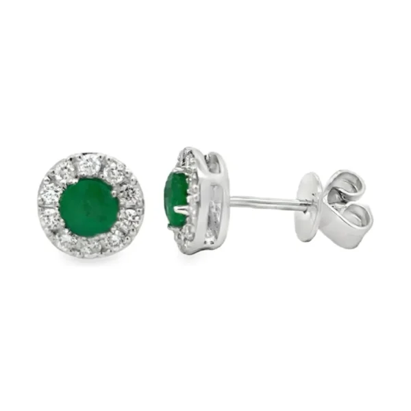 Emerald Halo Stud Earrings