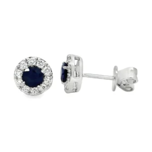 Sapphire Halo Stud Earrings