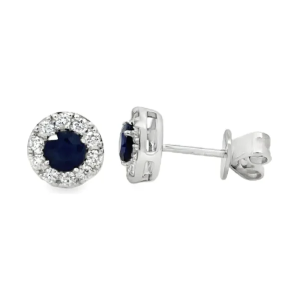 Sapphire Halo Stud Earrings