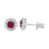 Ruby Halo Stud Earrings