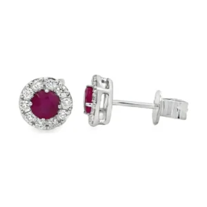 Ruby Halo Stud Earrings