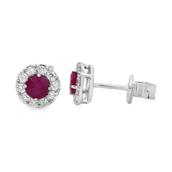 Ruby Halo Stud Earrings