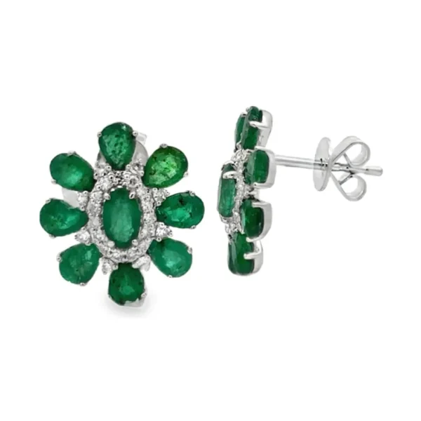 Emerald Floral Cluster Earrings