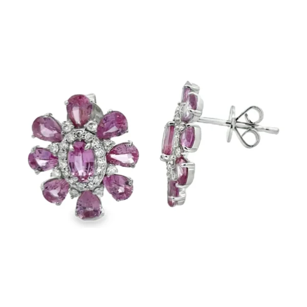 Floral Gemstone Cluster Earrings