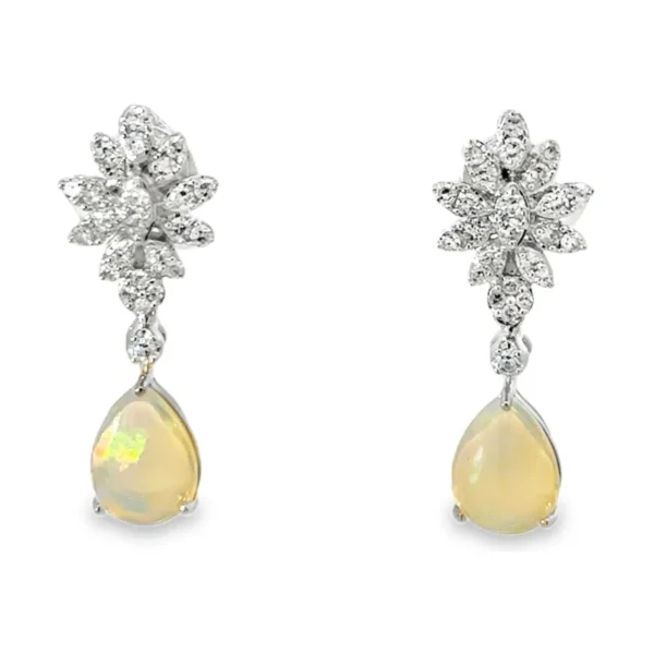 Opal Diamond Drop Earrings