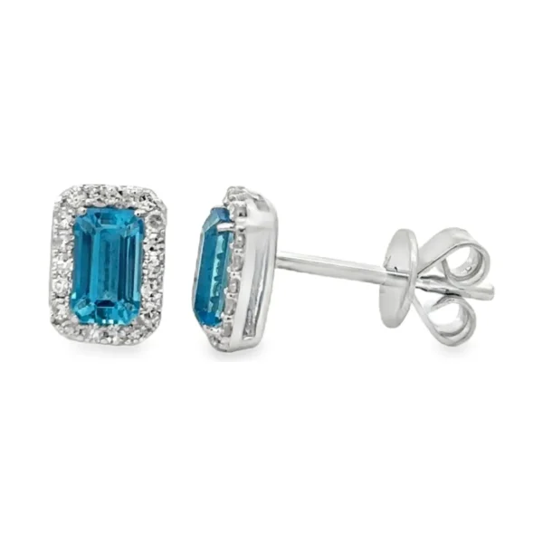Topaz Halo Stud Earrings