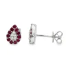 Pear Ruby Halo Earrings