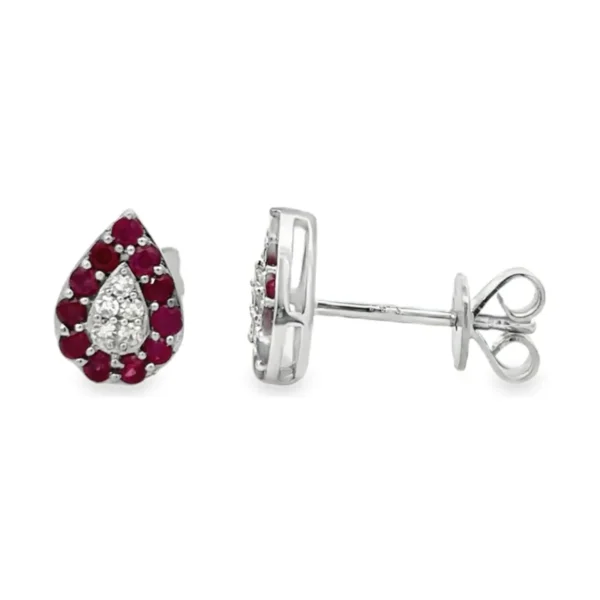 Pear Ruby Halo Earrings