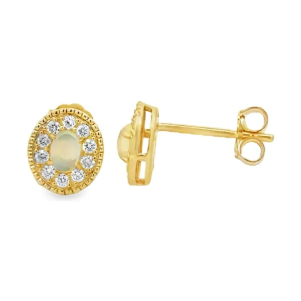 Opal Diamond Halo Earrings
