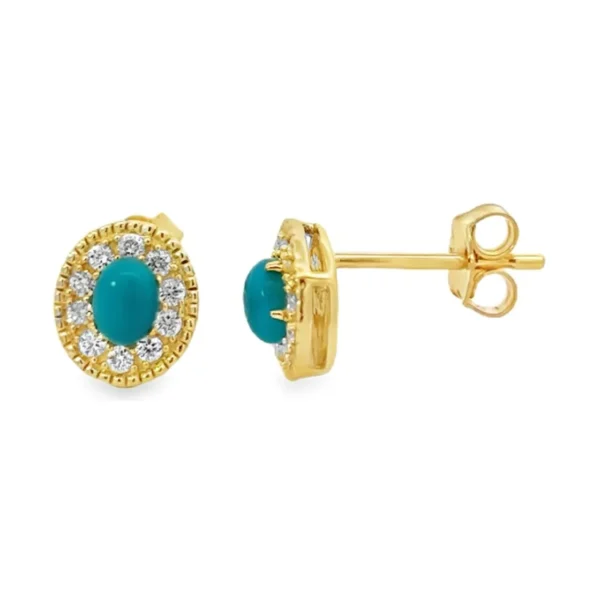 Turquoise Halo Stud Earrings