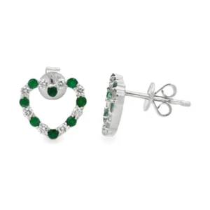 Heart Emerald Diamond Earrings