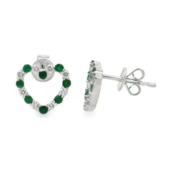 Heart Emerald Diamond Earrings