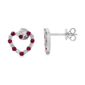 Heart Ruby Stud Earrings