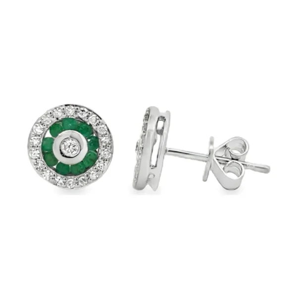 Emerald Diamond Stud Earrings