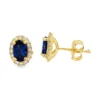 Oval Blue Halo Earrings