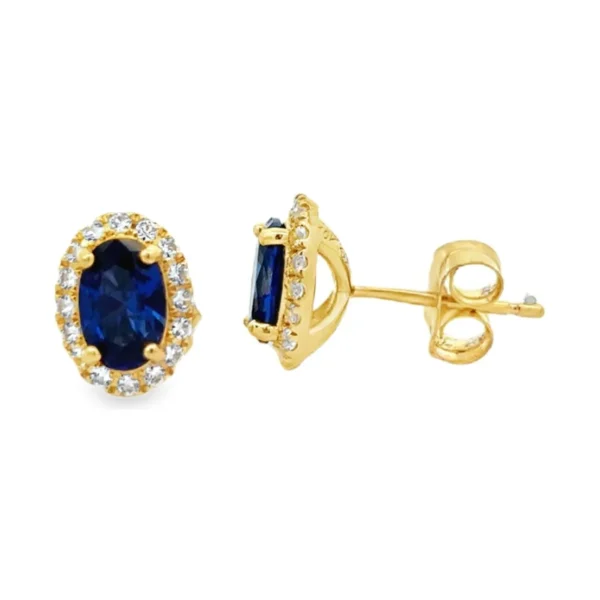 Oval Blue Halo Earrings
