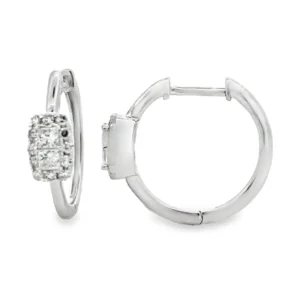 Diamond Cluster Hoop Earrings