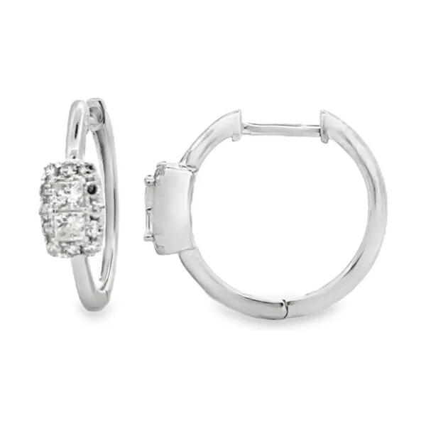 Diamond Cluster Hoop Earrings