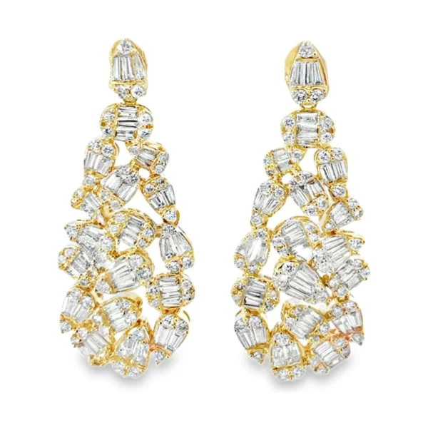 Diamond Cluster Drop Earrings