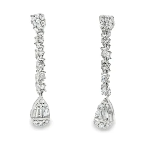 Diamond Cluster Dangle Earrings