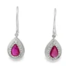 Pear Ruby Halo Earrings