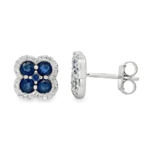 Clover Sapphire Stud Earrings