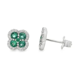 Emerald Clover Stud Earrings