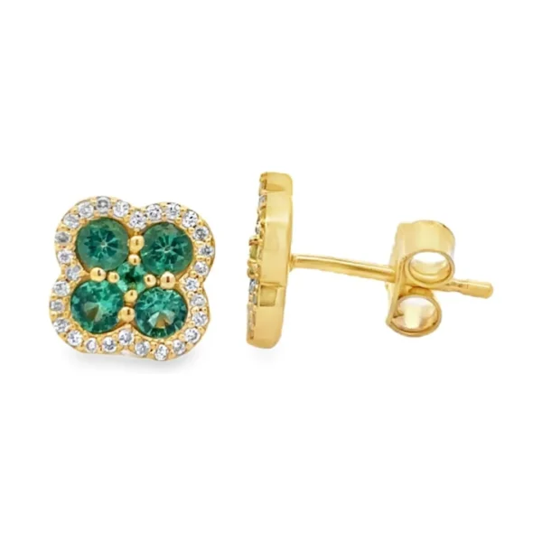 Clover Emerald Halo Earrings