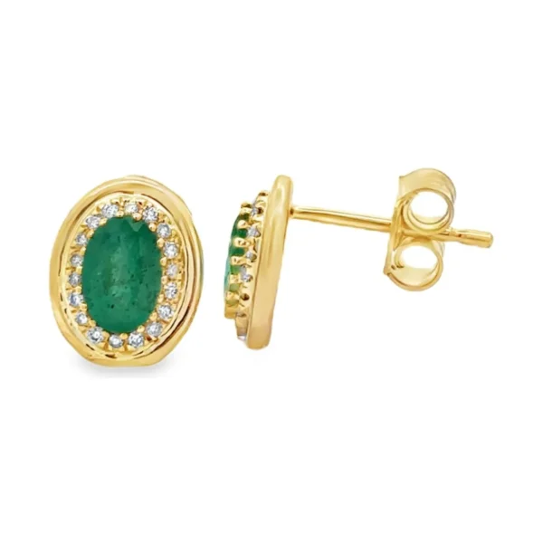 Oval Emerald Halo Earrings