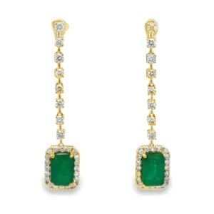 Emerald Halo Drop Earrings