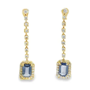 Sapphire Halo Drop Earrings
