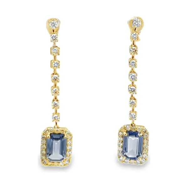 Sapphire Halo Drop Earrings