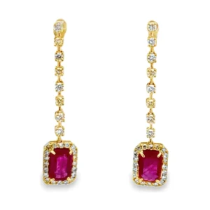 Ruby Drop Halo Earrings