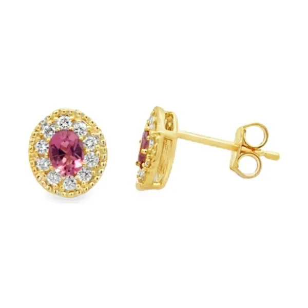 Oval Gemstone Halo Earrings