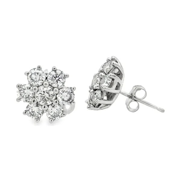 Cluster Diamond Stud Earrings