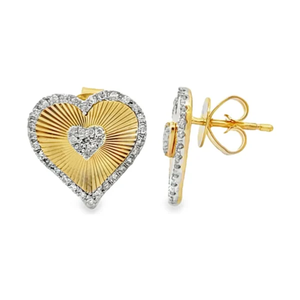 Diamond Heart Stud Earrings