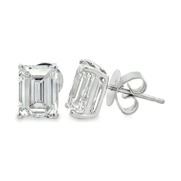 Emerald Cut Diamond Studs