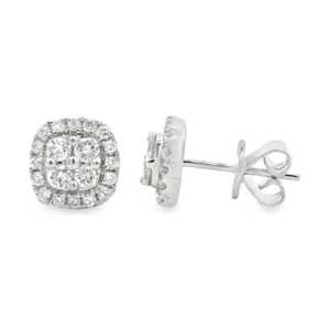Square Halo Stud Earrings