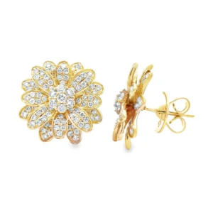 Diamond Flower Stud Earrings