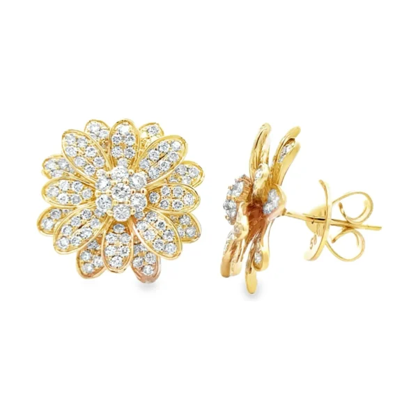 Diamond Flower Stud Earrings