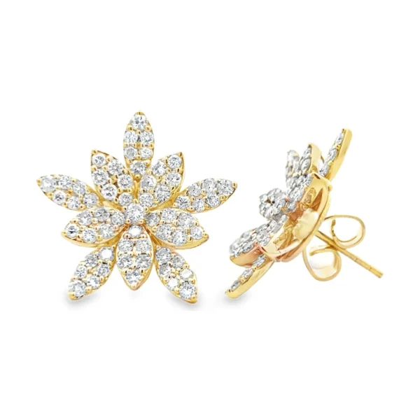 Floral Diamond Stud Earrings