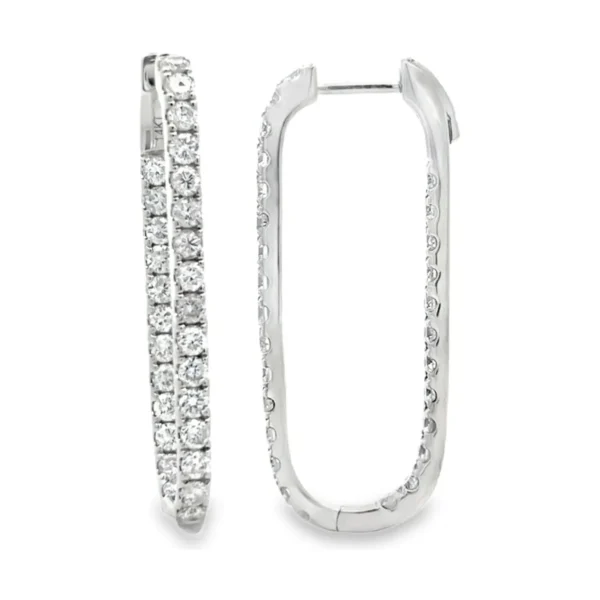 Diamond Oval Hoop Earrings