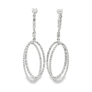 Diamond Oval Dangle Earrings