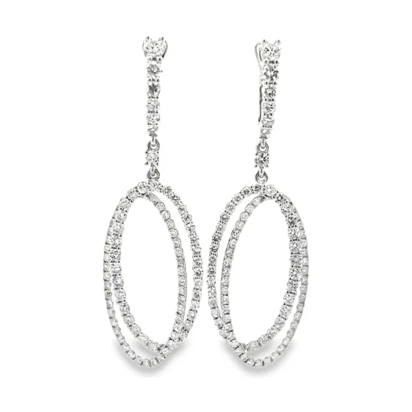 Diamond Oval Dangle Earrings